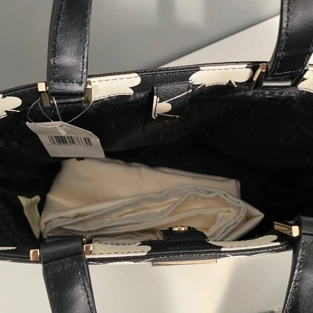 New Kate Spade Juno Floral Grant St Vinyl Mini Tote Black White $298